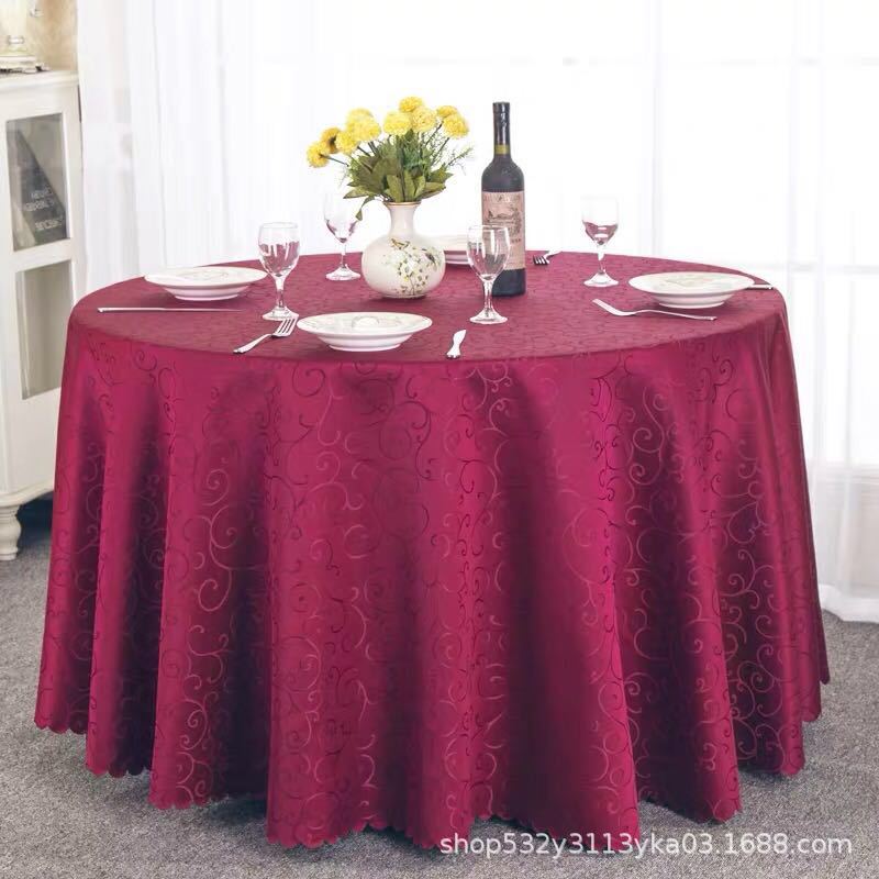 Picture of Large Round Table Restaurant Tablecloth Hotel Restaurant Banquet Family Usable Round Wedding European Tablecloth Table Cover Cross-Border