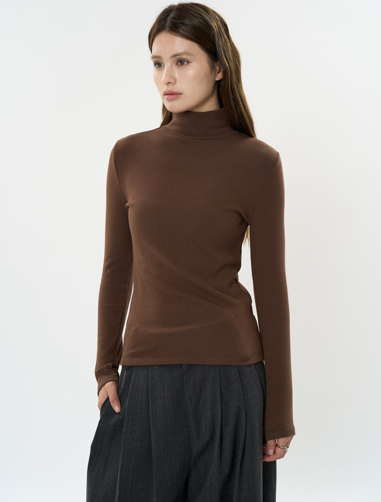 Picture of Lou Fu Winter New Korean Style Simple Fashionable High Neck fleece-lined Base T-Shirt Lightweight Warm Slim-fit Slim-fit Women's Top