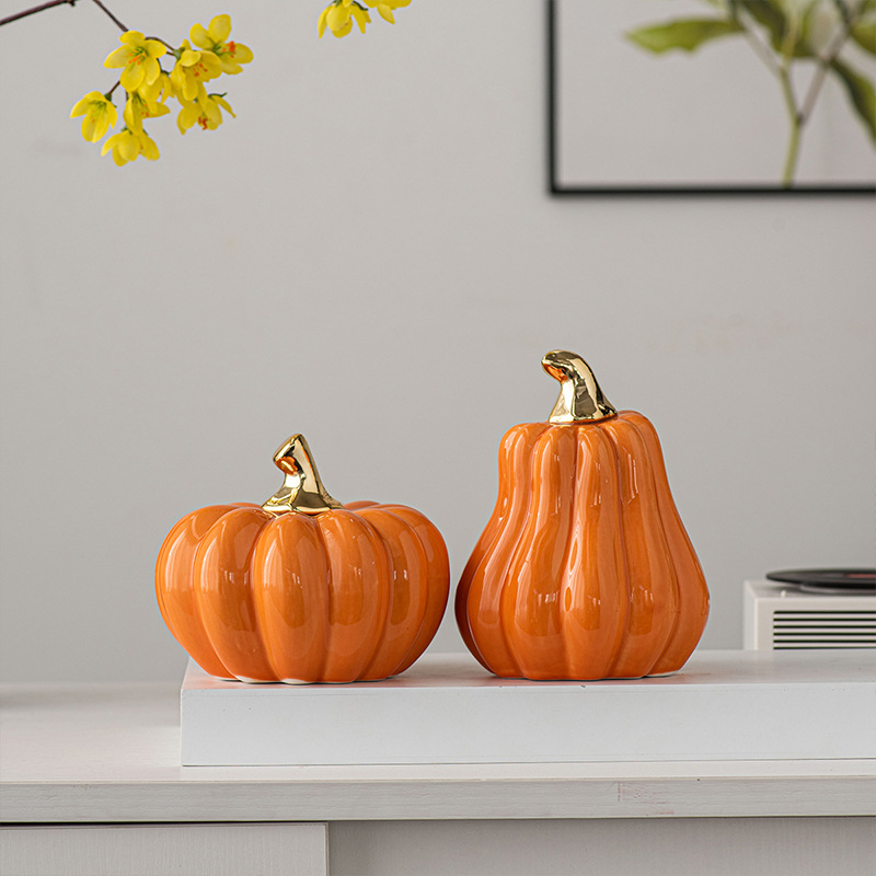Picture of Nordic creative white ceramic pumpkin decoration desktop decoration home decoration Halloween gift