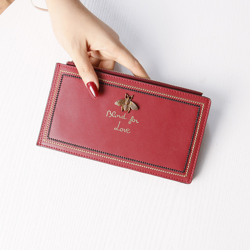 Picture of Cute Bee Long Wallet Leather Fashionable Large Capacity Storage Integrated Multi-Card Holder Ultra-thin Card Holder