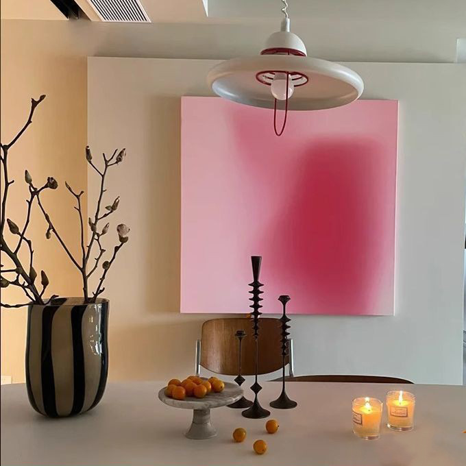 Modern Simple Decorative Painting Living Room Light Luxury High-end Sense Restaurant Dopamine Pink Frameless Painting French Cream Style
