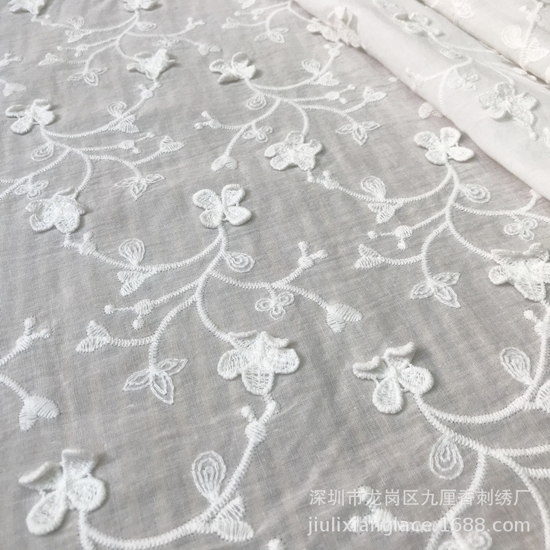 Factory wholesale full computer cotton embroidery stereo milk silk embroidery cotton lace embroidery fabric