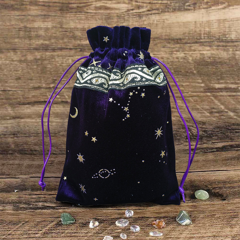 Drip rubber flannel bag classic starry sky purple bag 13*18cm card storage bag gift bag drawstring bag