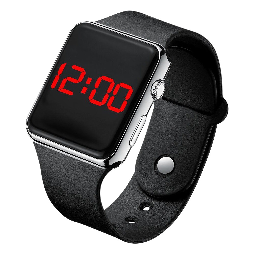 Fashionable and Simple Universal Square Led Black Watch Student Waterproof Luminous Electroplated Sunglasses Sports Digital Watch