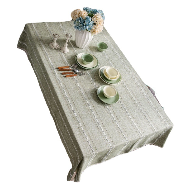 Picture of Yuman Qiyun Tablecloth Green Hollow American Country Fabric Cotton Linen Clear Cyber Celebrity Ins Rectangular Tablecloth