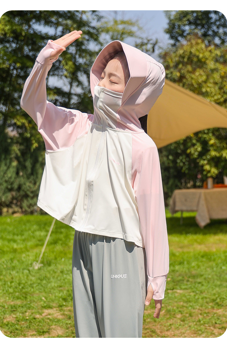 Picture of Girls and Kidsren Color-blocked Sun Protection Clothing 3-6 Years Old Summer Thin Cool Ice Silk Breathable Light Anti-uv Sun Protection Clothing