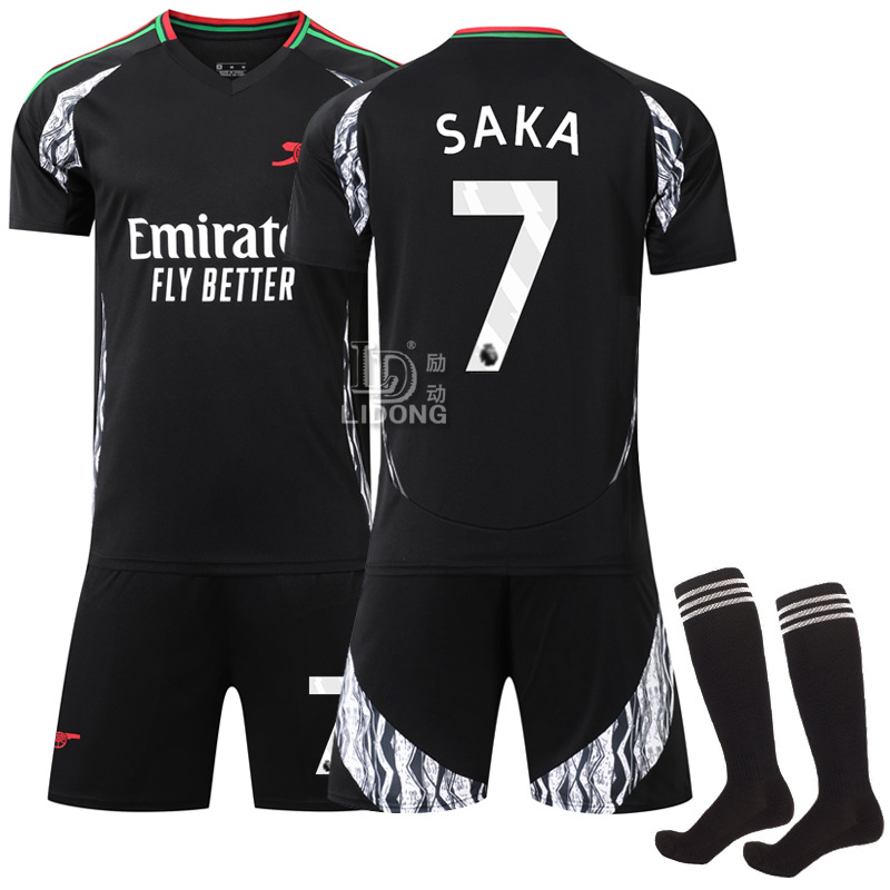 2425 Arennner Court Football Uniform No. 7 Saka 8 Grade High Black Jersey Large Quantity in Stock Export Supply Model