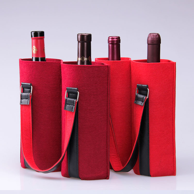 Felt Double Wine Bag, Atmospheric Creative Red Wine Bag Packaging Gift Handbag Manufacturer Wholesale Logo Handmade