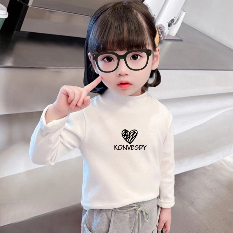 Girls' de Velvet bottoming shirt autumn and winter children's half turtleneck inner wear long sleeve baby boys' winter wear all-match warm top