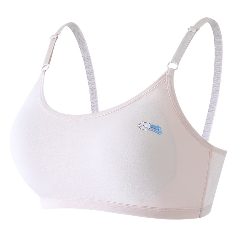 Girls Cotton Fixed Cup Adjustable Shoulder Strap Underwear Developmental Back Mesh Vest Junior High School Students Bra Women