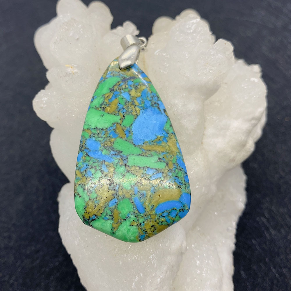 Picture of Amazon Explosions Natural Stone Turquoise Pendant Drop-Shaped Polished Pendant DIY Necklace Pendant Accessories
