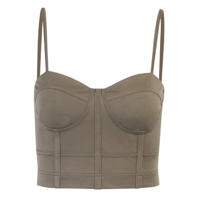 European and American Hot Girl Camisole Women's Outer Wear Mesh Inner Wearing Waist Slimming Navel Sexy Sweet and Hot Style Short Top