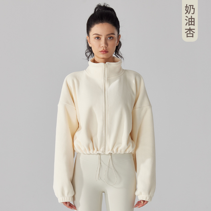 Picture of European and American Lamb Fleece Sports Coat Women's Autumn and Winter fleece-lined Thickened Collar Fleece Coat Fitness Casual Fleece Top