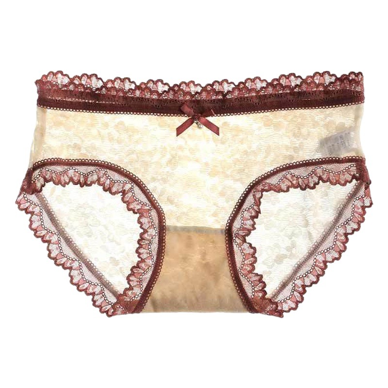 Women's Underwear Women's Ice Silk Pure Cotton Crotch Breathable Triangle Japanese Girl's Thin Mid-Waist Lace Shorts