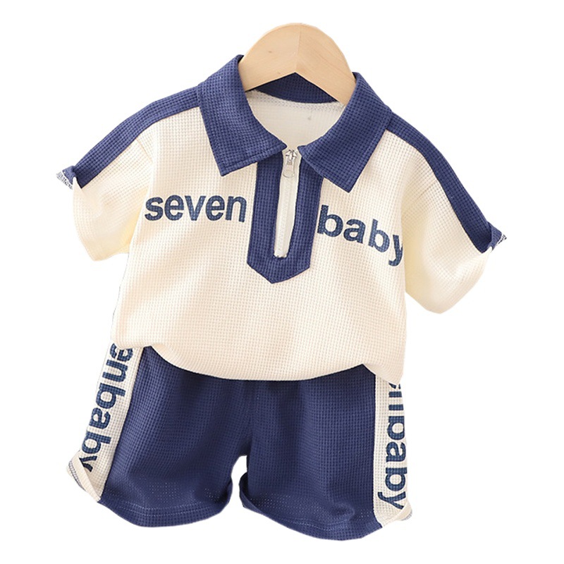 Boys' suit Summer 2023 New Summer Dress Handsome Children's Fashionable Western Style Street Fried Boy's Short-sleeved Fashionable Clothes
