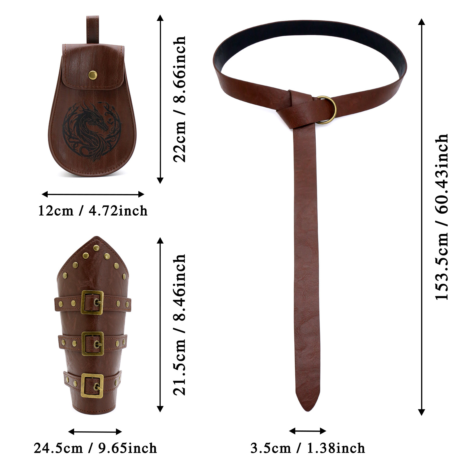 Picture of Cross Border Medieval Viking Renaissance Belt Retro Wrist Bracer Halloween cosplay Dress Up Waist Bag