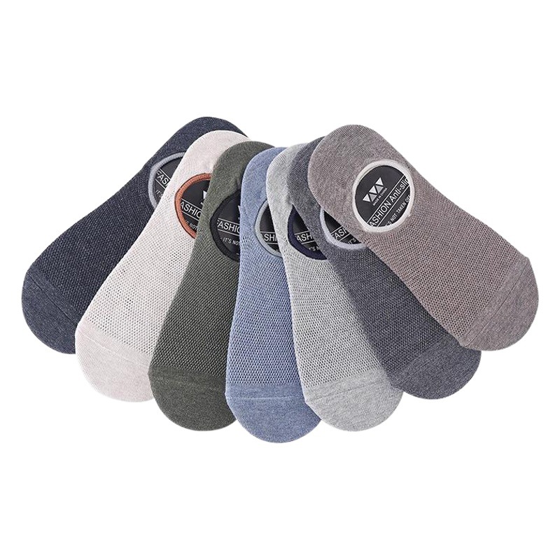 Summer Mesh Men's Invisible Boat Socks Breathable Hollow Socks Casual Solid Color Silicone Anti-Shedding Cotton Socks Men's Manufacturer