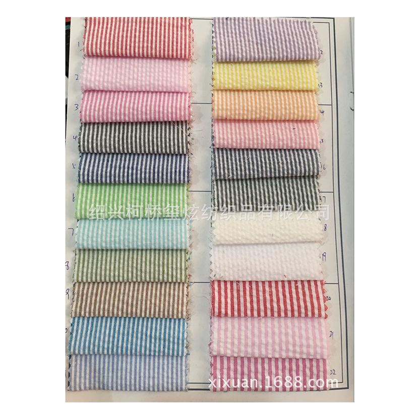Cotton bubble yarn-dyed stripe cloth cotton seersucker women's clothing shirt skirt fabric in stock