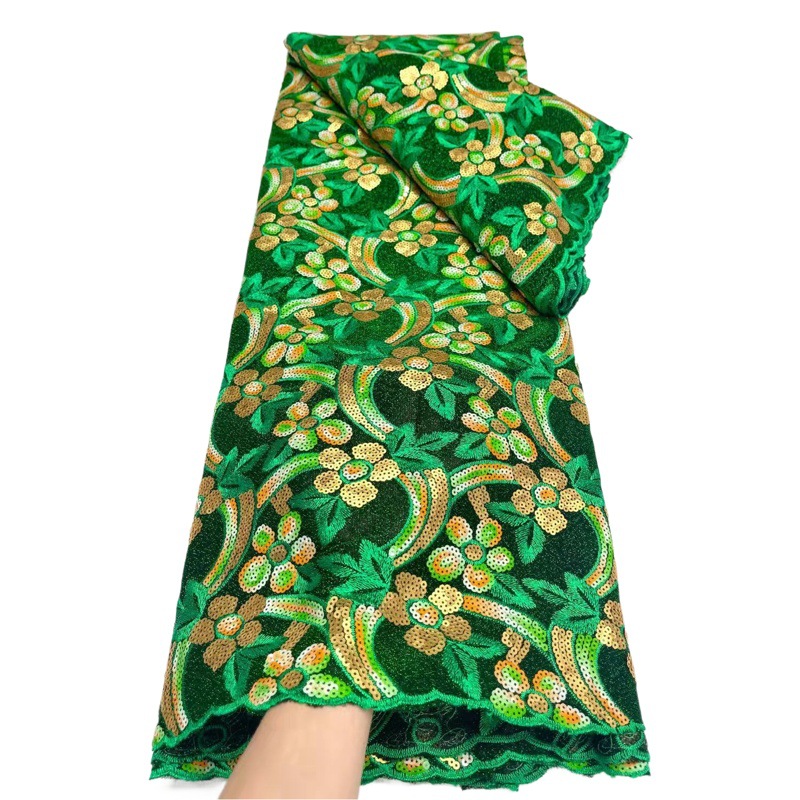 Ready-Made Wedding Dress Velvet Sequin Embroidered Cloth Autumn and Winter Flocking Cut Out Rope Embroidered Dress Stage Fashion Fabric