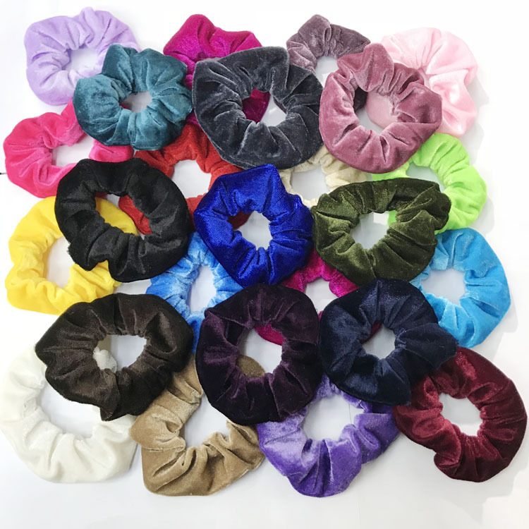 Picture of Amazon Gold Velvet Cloth Pig Intestine Hair Ring Velvet Mother Headband Grandma Jewelry Rubber Band Wholesale