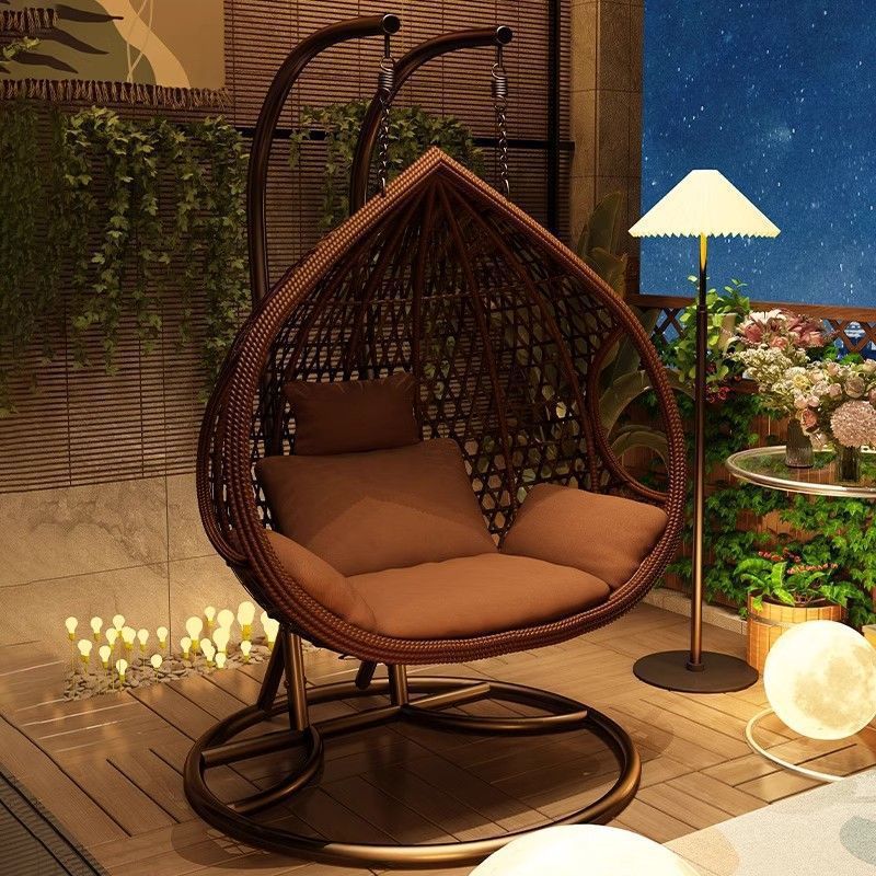 Y hanging basket chair cradle outdoor hanging chair family rocking chair lazy bedroom courtyard double hanging blue cover dust cover waterproof