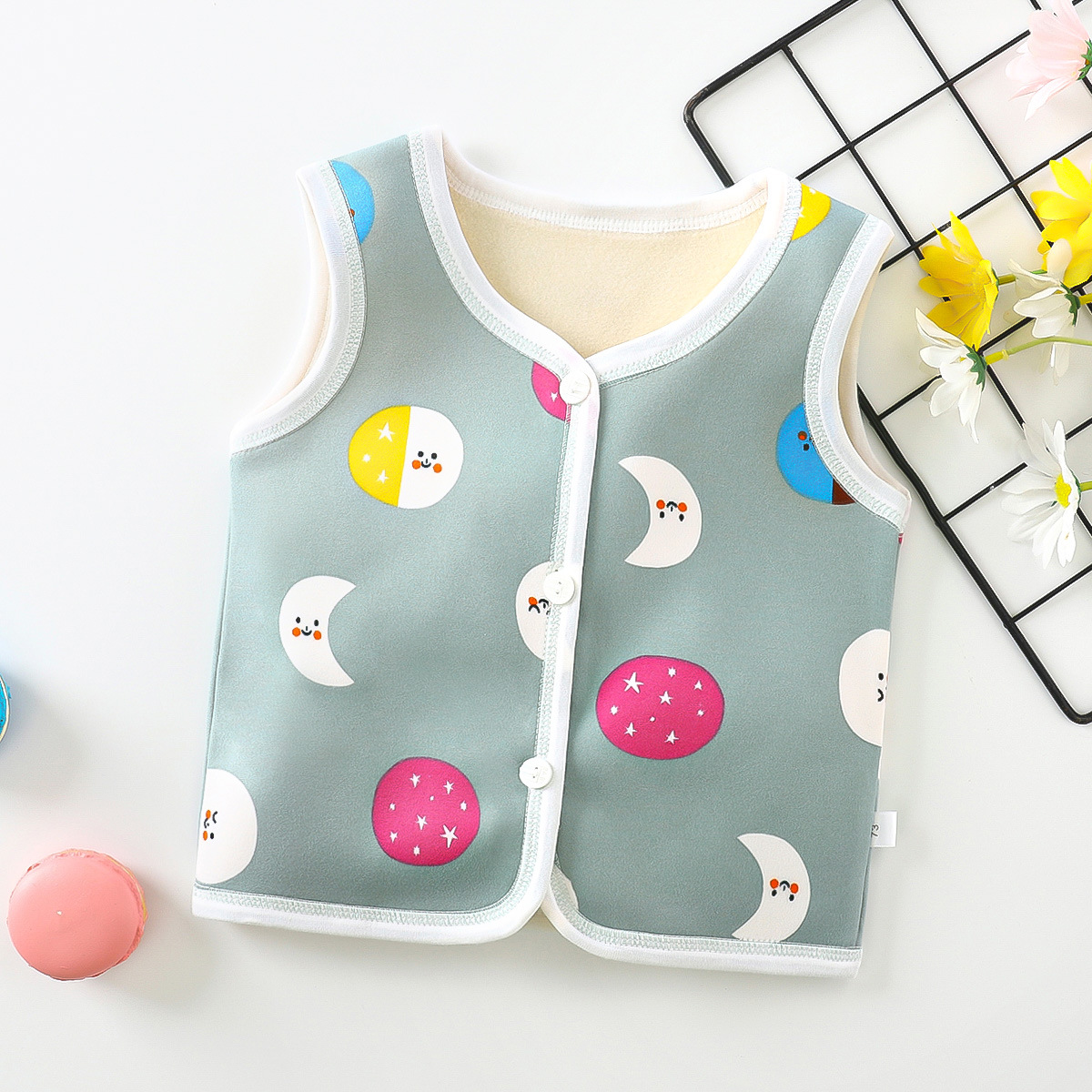 Picture of Spring New Children's Velvet Vest Baby Thickened Vest Cardigan Warm Waistcoat Baby Bottoming Top