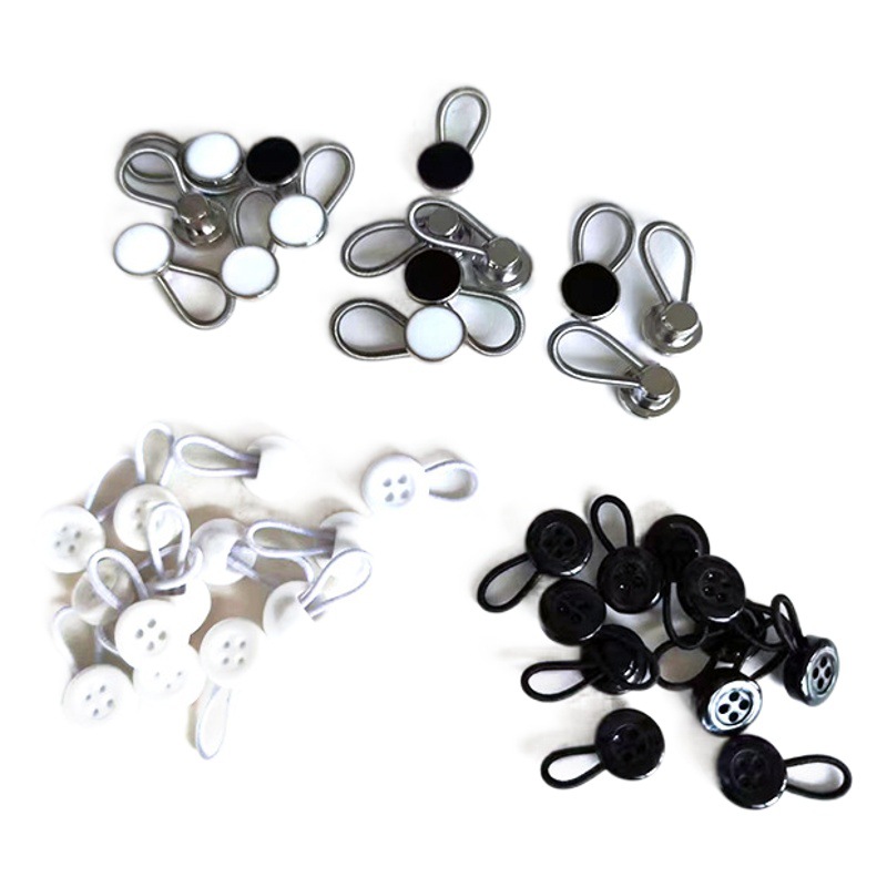 Amazon Hot Sale Plastic Four Eyes Metal Extension Button Set Alloy Spring Button Shirt Waist Extender