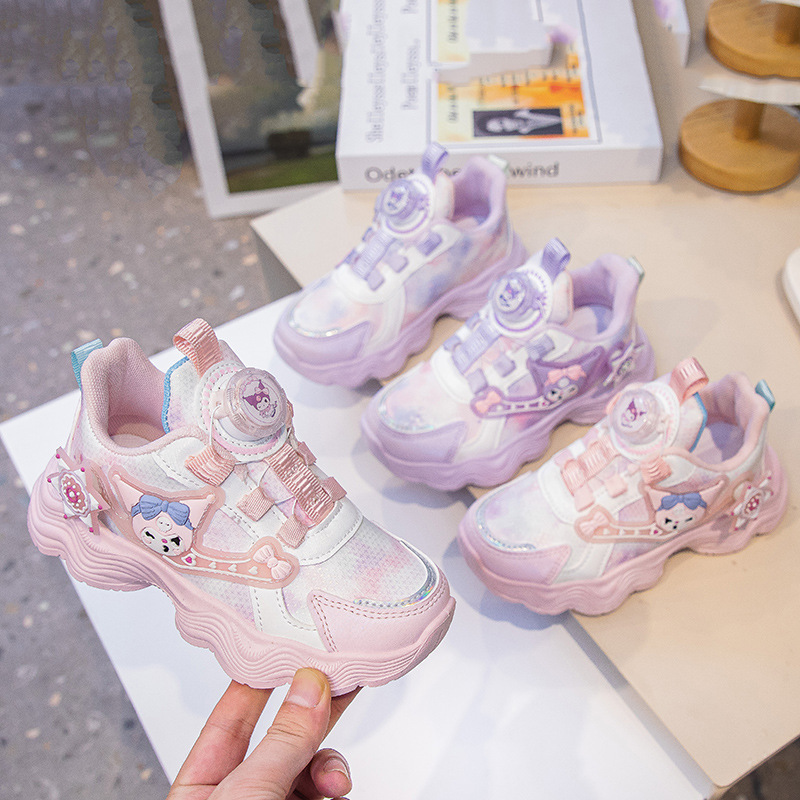 2025 Girls Rotating Button Torre Shoes New Style Middle and Large Children's Mesh Breathable sneaker Student Running sneaker