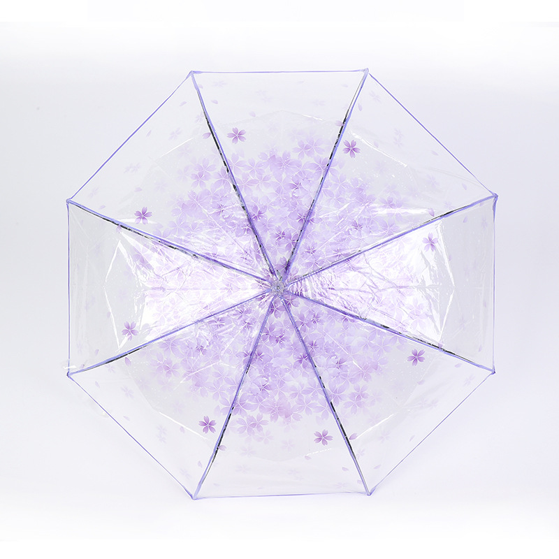 Picture of Fully Automatic Transparent Umbrella Folding 70% off Colorful Handle for Women, Logo Printable, White, Factory Direct Sales, Cross-Border Exclusive Supply