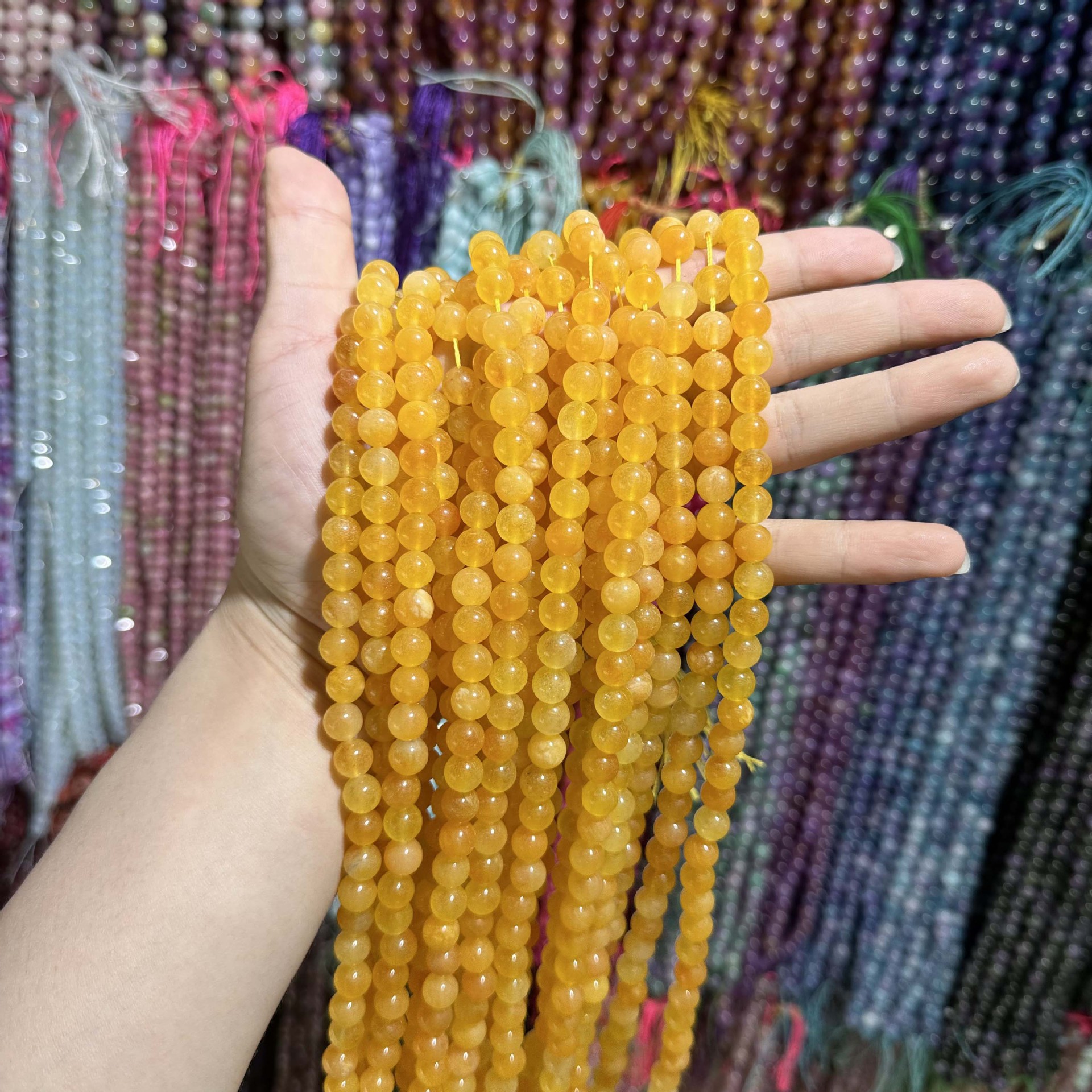 Picture of Live hot grade a chalcedony 8mm two-color round beads beads handmade diy Internet celebrity matching in stock jewelry