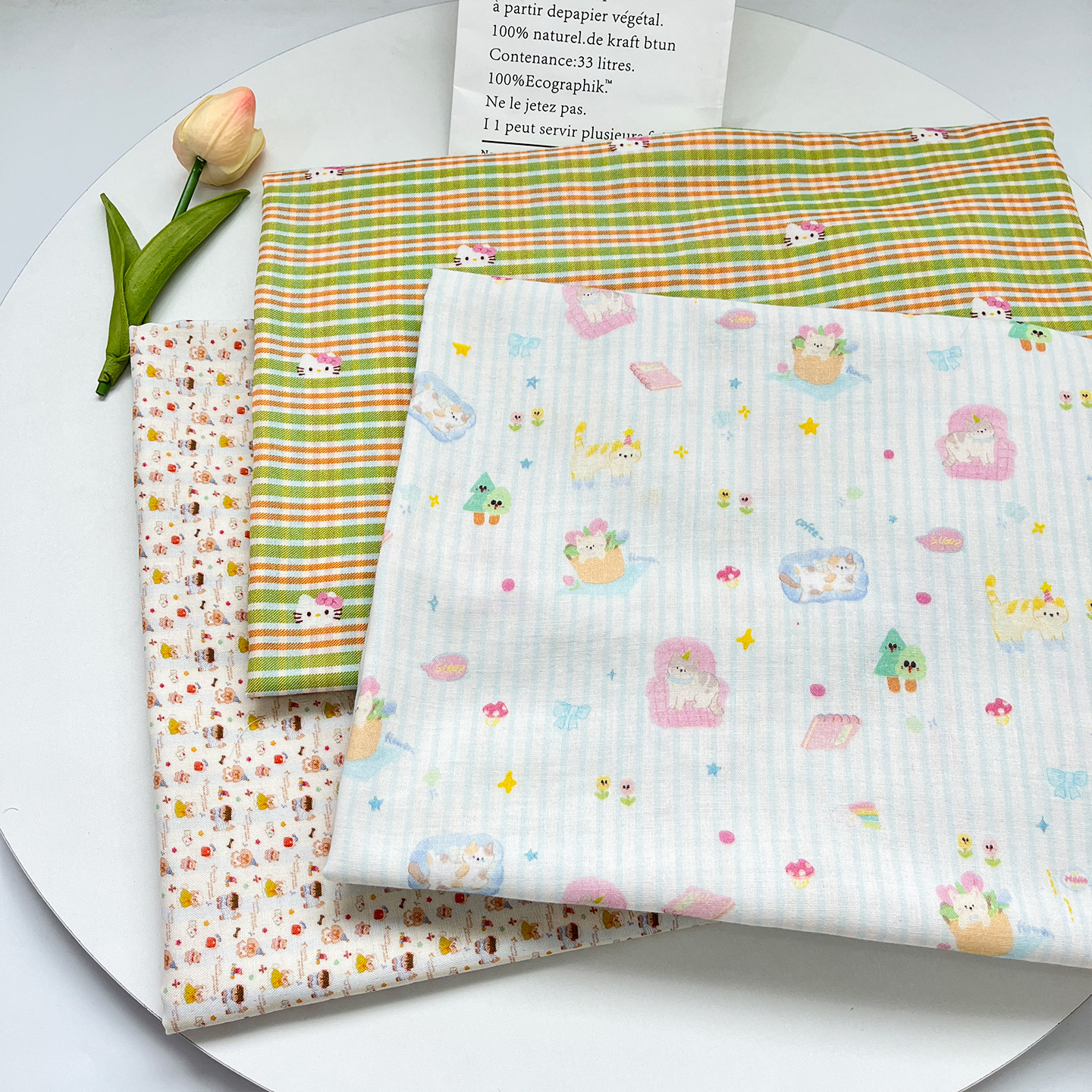 Baby Cartoon Printed Fabric Bamboo Fiber Gauze Summer Anti-Mosquito Pants Clothing Home Clothes Saliva Towel Bath Towel Fabric