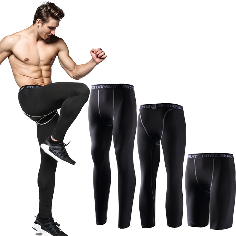 Amazon Sports Tight Pants American Men's Fitness Running Pants PRO Quick-drying Basketball Cropped Leggings Cross-border