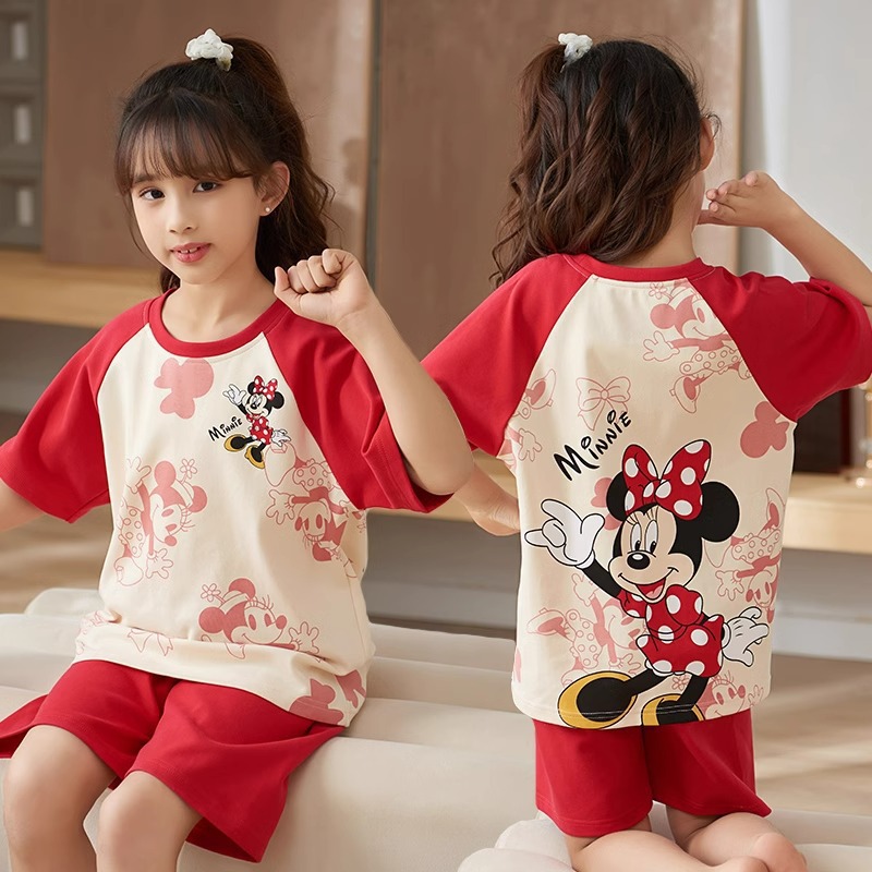 Picture of New Style Pajamas for Girls Summer Thin Air Conditioning Home Clothes for Girls 2024 New Style Short Sleeve Suit for Summer Outer Wear