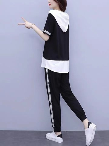 Picture of 2023 Summer Dress Women's Plus Size Chubby Sister Slimming Age-reducing Casual Fashion Suit Two-piece Fashionable Wear