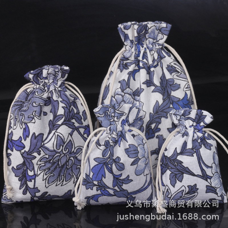 Dragon Boat Festival hot selling sachet empty bag sachet bag printed linen bag jewelry gift packaging drawstring bag wholesale 9*12