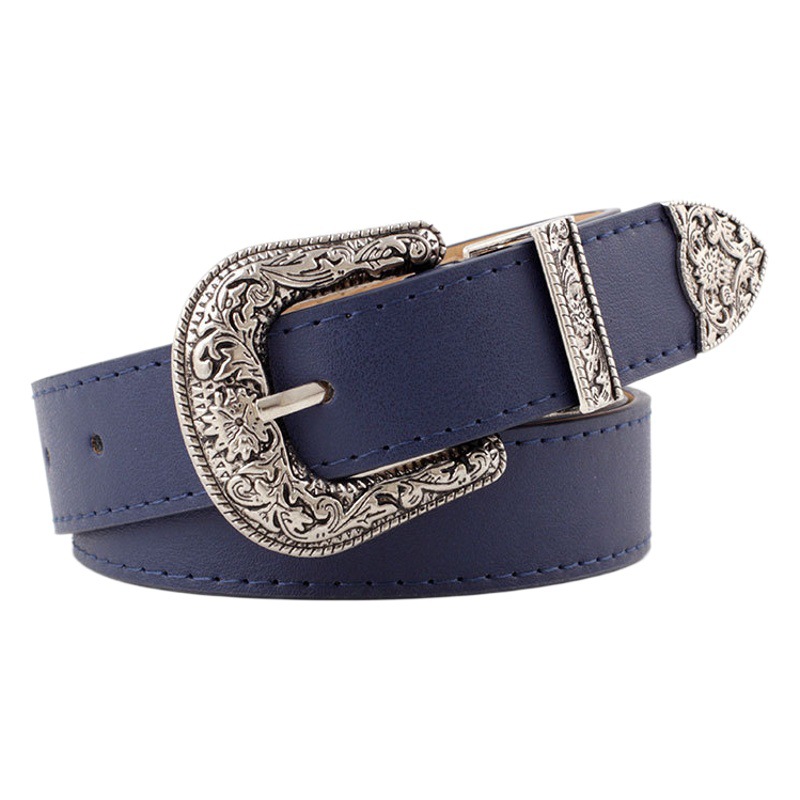 Factory wholesale European and American retro three-piece girl belt fashion fashion imitation leather jeans belt