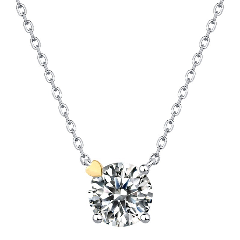 Cross-border new simple geometric Mosan diamond pendant clavicle chain four claw classic S925 sterling silver necklace women wholesale