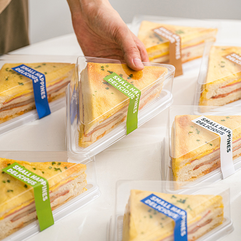 Triangle Half Sandwich Packaging Box Baking Sandwich Packaging Box Disposable Commercial Toast Box for Stall