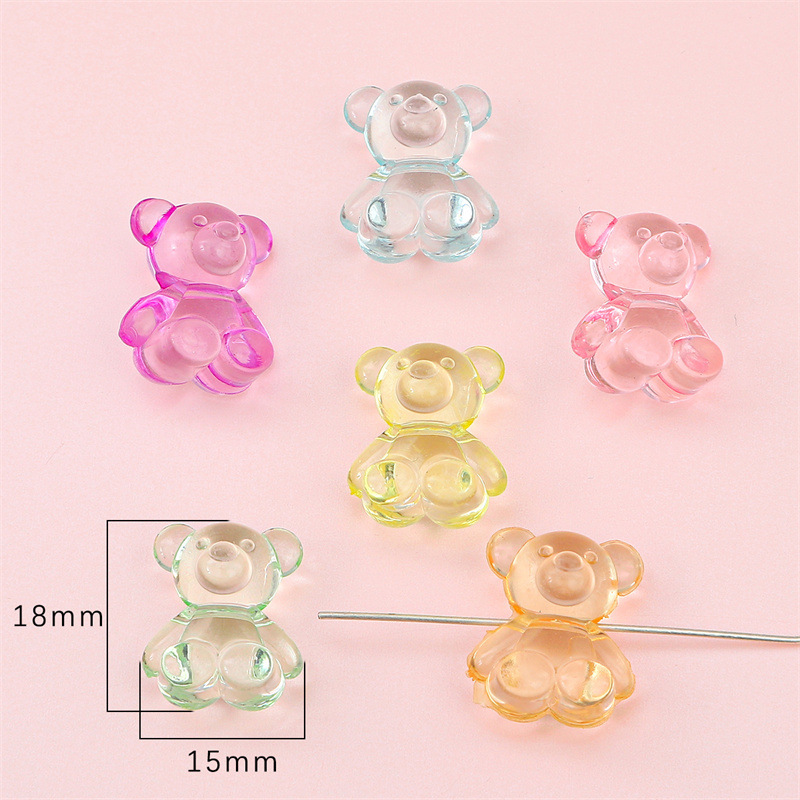 Picture of Transparent Candy Color Resin Bear Accessories Handmade DIY Homemade Bracelet Earrings Jewelry Keychain Pendant Material