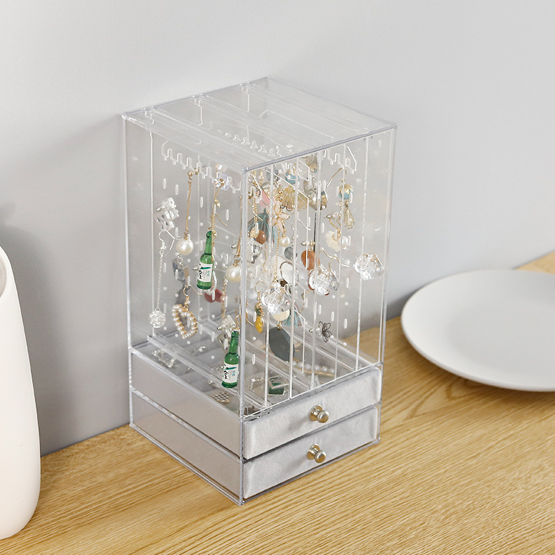 Picture of Earrings Finishing Jewelry Necklace Box Acrylic Earrings Jewelry Dust-proof Hanger Japanese-style Transparent Earrings Storage Box