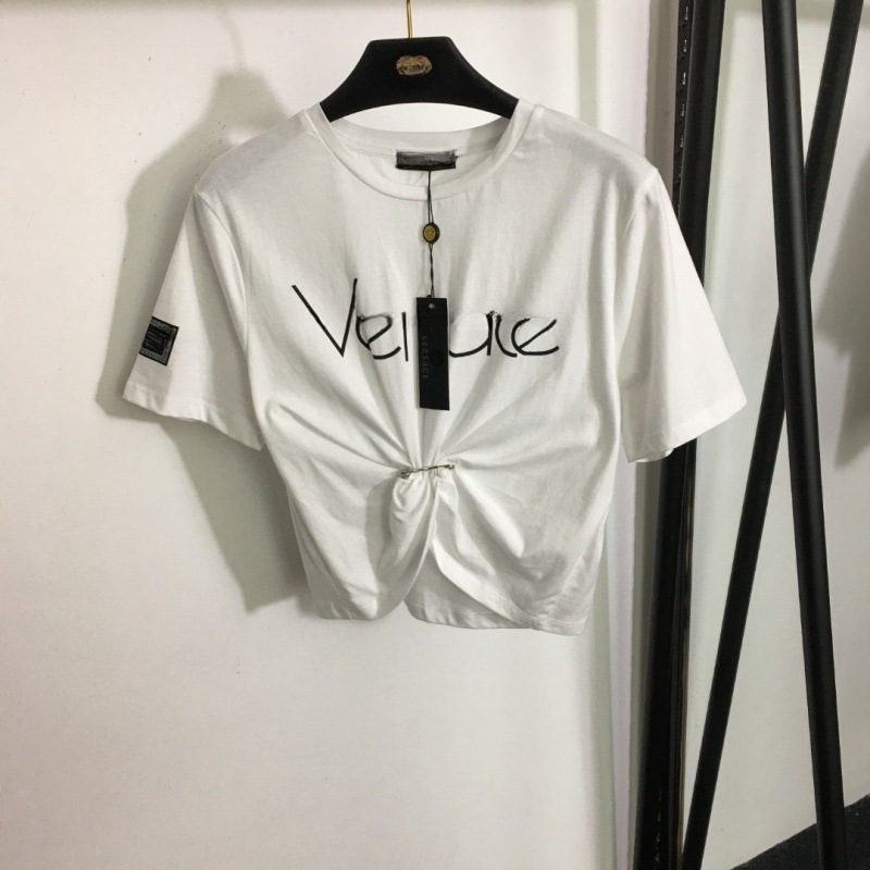 2025 Nanyou Explosions Cross-border High-end Sense Slim-fit Tight Waist Women's Fan Sijia High Waist Comfortable Pure Cotton Short-sleeved T-shirt