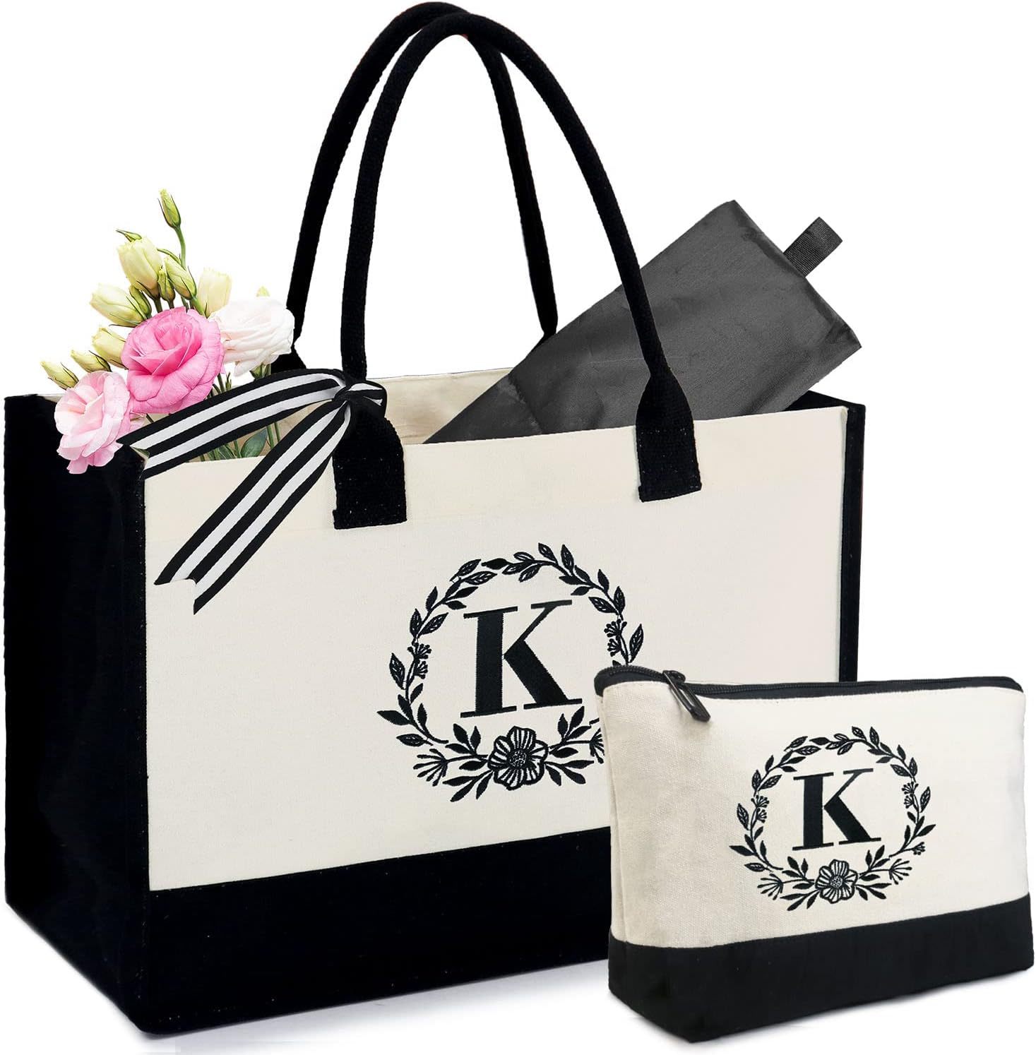 Canvas Tote Handbag Amazon Cross-Border Embroidered Tote Bag with Internal Zipper Pocket Storage Cotton and Linen