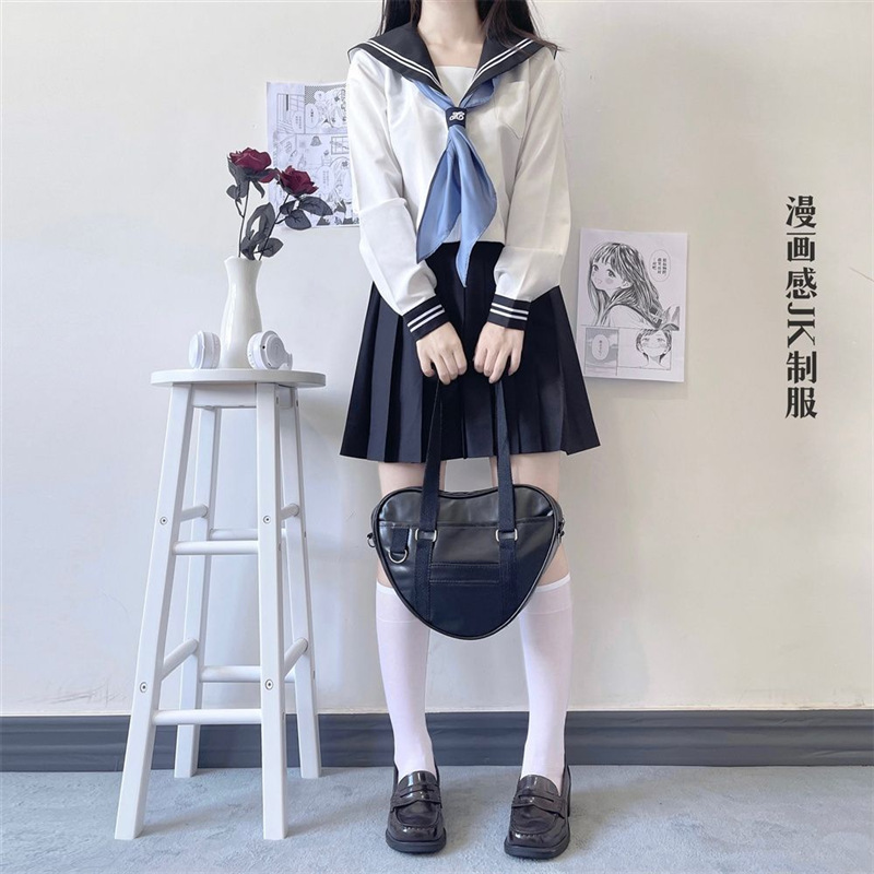 Picture of Original JK basic campus cartoon uniform suit white two-book college style school supply sense sailor suit female school uniform