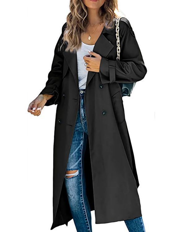 Picture of 2023 European and American Amazon independent station cross-border women's winter and autumn trench coat casual solid color trench coat