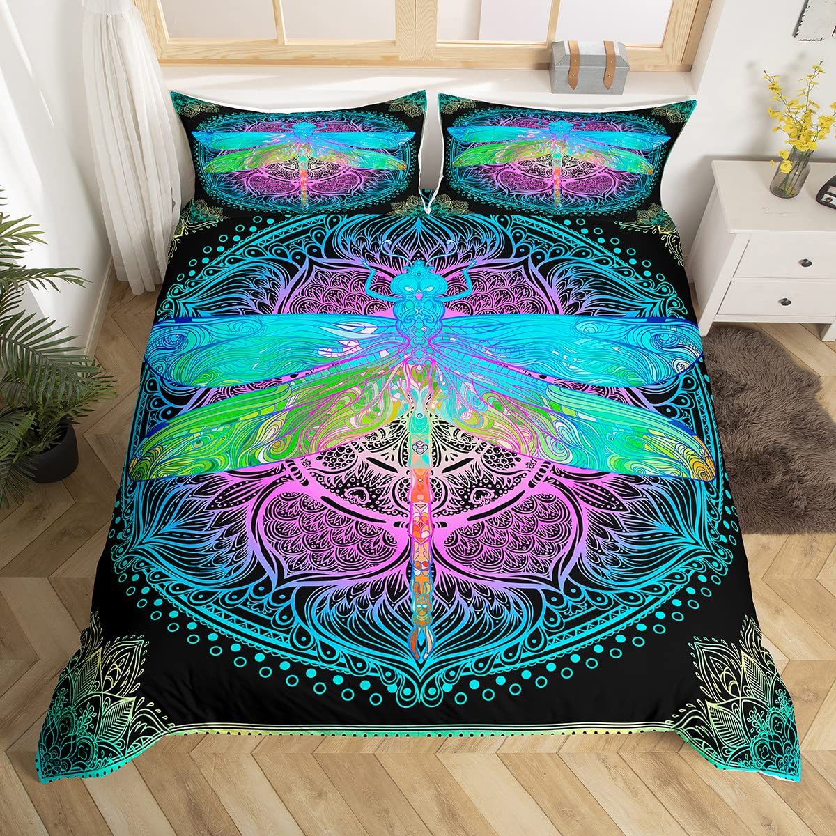 Bohemian Dragonfly quilt cover suit soft and comfortable bedding duvet cover cross-border foreign trade three-piece set