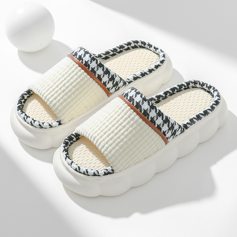 Linen Slippers for Couples, Suitable for All Seasons, Indoor Non-Slip Thick-Soled Cotton-Linen Home Wholesale Height-Increasing Thick Soles