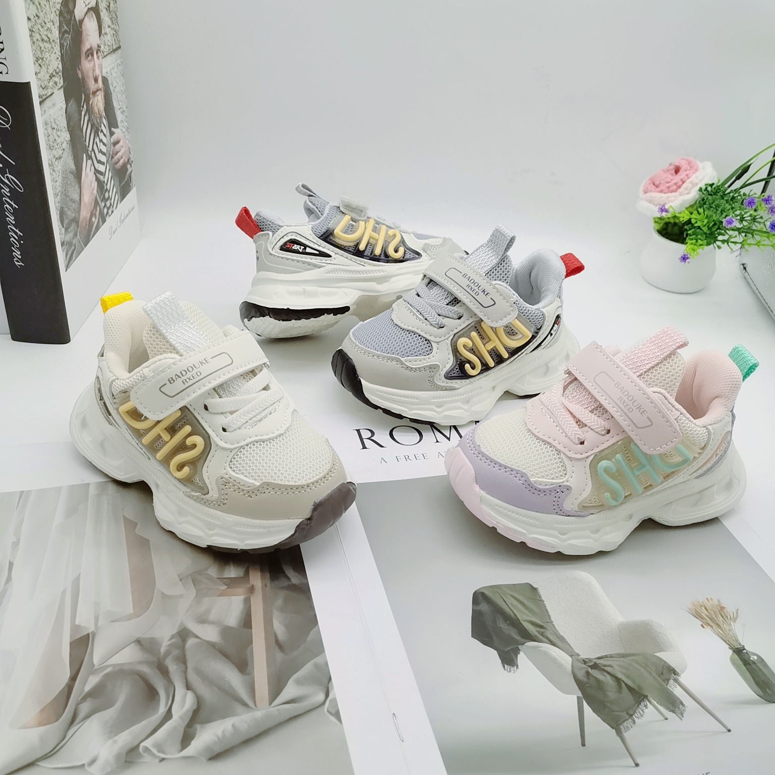 Bacop Double Mesh New Kidsren's Sports Shoes 2025 Autum New Breathable Boys' Shoes Soft Sole Baby Shoes Girls