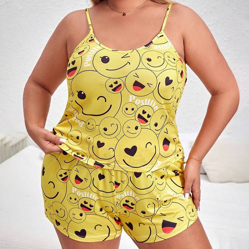 Picture of Cross-border Amazon temu European and American Style Large Size Plus Size Pajamas Sling Set Casual Printing Large Size Women's Clothing