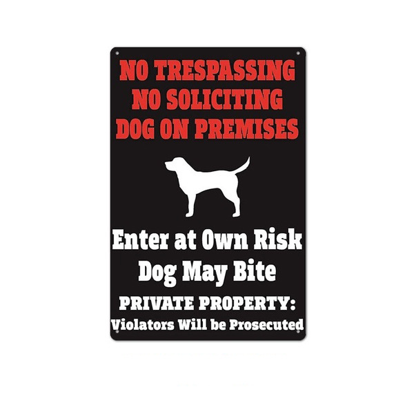 Picture of 2024No Trespassing Retro Public Warning Sign Iron Painting Background Wall Frameless Decorative Hanging Painting