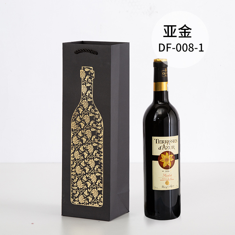 Picture of Red Wine Portable Paper Bag in Stock Hot Stamping Practical Red Wine Gift Packaging Bag Wine Portable Paper Bag Wholesale